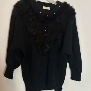 Vintage Kwang Sin Patterned Sweater black 90s Wool made in Korea no size M?